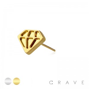 316L SURGICAL STEEL THREADLESS PUSH IN 3D DIAMOND TOP PART